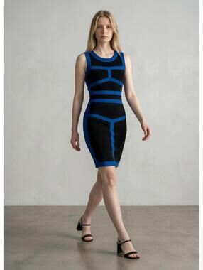 Diane von Furstenberg DVF NWT Galya Sheath Dress-Size 2-Black & Blue